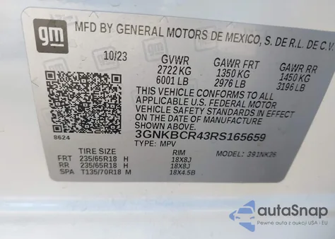 2024 Chevrolet Blazer Fwd 2Lt from USA, damaged, VIN 3GNKBCR43RS165659